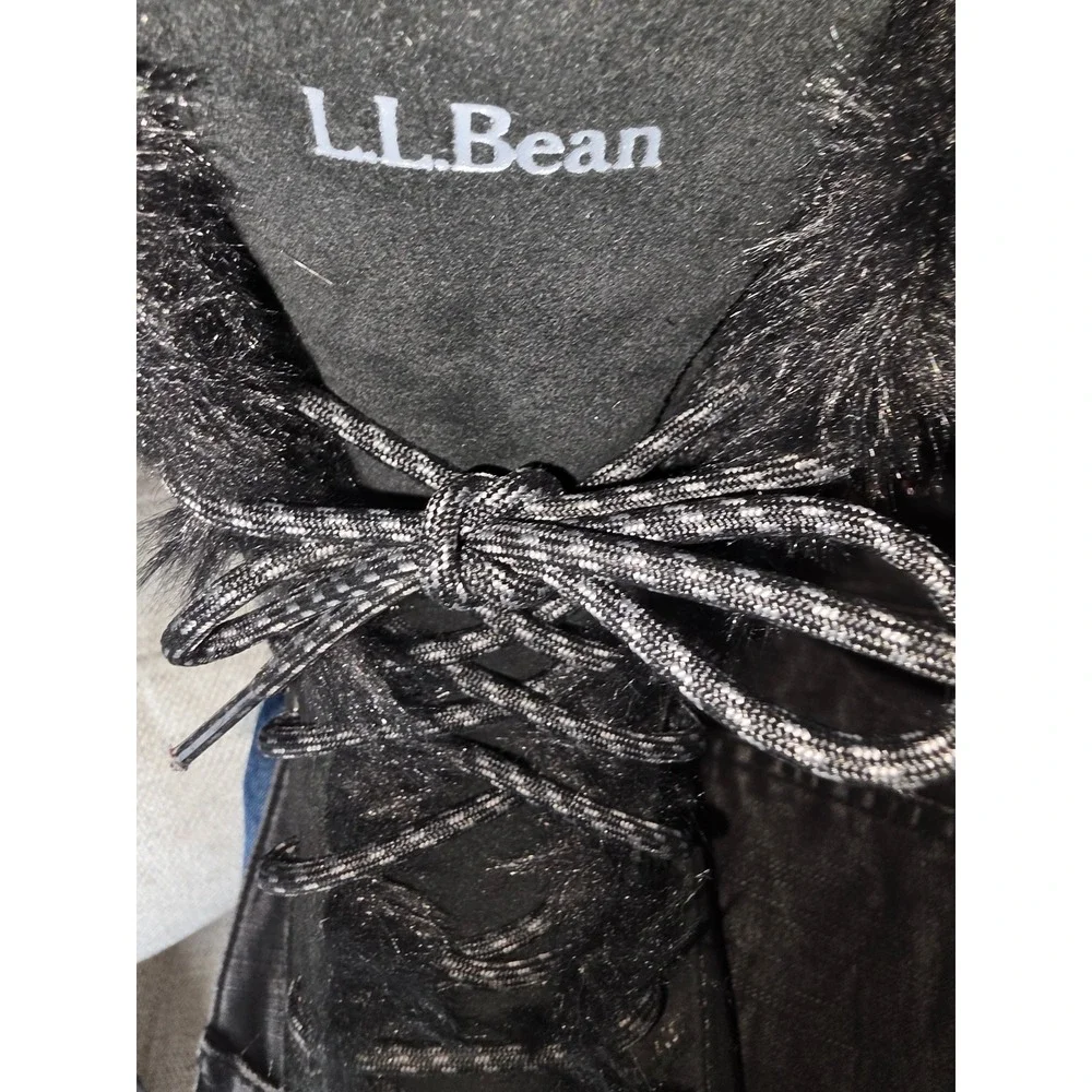 LL Bean Wildcat Boots Black Suede Faux Fur PrimaLoft Winter Snow Womens 8 Medium